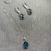 نیم ست نقره 925 عیار اشک آبی H - Image 2