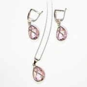 نیم ست نقره 925 عیار مدل قطره صورتی H