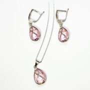 نیم ست نقره 925 عیار مدل قطره صورتی H - Image 3