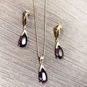 نیم ست نقره 925 عیار مدل بلور بنفش H