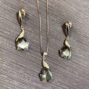 نیم ست نقره 925 عیار مدل اشک طوسی H