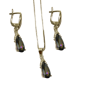 ست نقره 925 مدل 7رنگ اشکی نگین دار H - Image 3