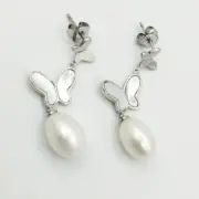 گوشواره نقره 925 مدل پروانه و مروارید B - Image 2