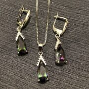 ست نقره 925 مدل 7رنگ اشکی نگین دار H