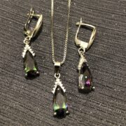 ست نقره 925 مدل 7رنگ اشکی نگین دار H - Image 2