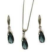 ست نقره 925 مدل قطره آبی نگین دار H