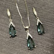 ست نقره 925 مدل قطره آبی نگین دار H - Image 3