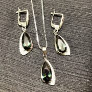 ست نقره 925 مدل قطره نگین دار هفت رنگ H - Image 3