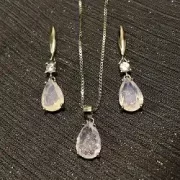 ست نقره 925 مدل اشک صورتی H