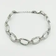 دستبند نقره 925 عیار مدل زنجیره بیضی نگین دار Y - Image 3