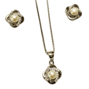 ست نقره 925 مدل گل و مروارید M - Image 2