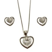 ست نقره 925 مدل قلب و نگین H - Image 2