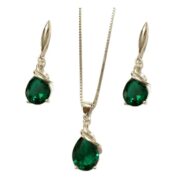 ست نقره 925 مدل قطره سبز H - Image 3