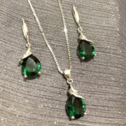 ست نقره 925 مدل قطره سبز H - Image 2