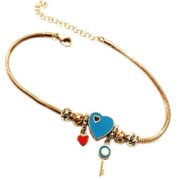 دستنبد نقره 925 عیار مدل قلب و کلید دو رو S