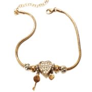 دستنبد نقره 925 عیار مدل قلب و کلید دو رو S - Image 3