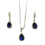 ست نقره 925 مدل قطره سرمه ای نگین دار H - Image 2