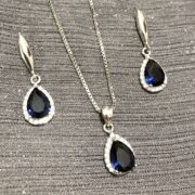 ست نقره 925 مدل قطره سرمه ای نگین دار H - Image 3