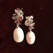 گوشواره نقره 925 مدل گل و مروارید B