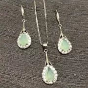 ست نقره 925 مدل اشک سبز نگین دار H