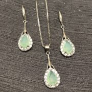 ست نقره 925 مدل اشک سبز نگین دار H - Image 2