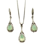 ست نقره 925 مدل اشک سبز نگین دار H - Image 3