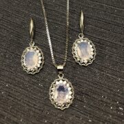 ست نقره 925 مدل کهربا صورتی نگین دار H - Image 2