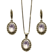 ست نقره 925 مدل کهربا صورتی نگین دار H - Image 3