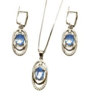 ست نقره 925 مدل منظومه آبی H