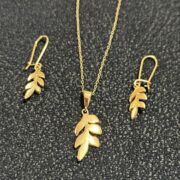 ست طلا 18 عیار زنانه مدل برگ - Image 2