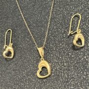 ست طلا 18 عیار زنانه مدل قلب برجسته - Image 2