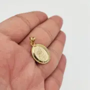 پلاک آویز طلا 18 عیار سوزیانا مدل وان یکاد و چهار قل طرح بیضی - Image 4