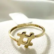 انگشتر طلا 18 عیار زنانه مدل هشتگ کد 45 - Image 2