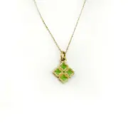 گردنبند طلا 18 عیار سوزیانا مدل چهارگل سبز - Image 3