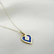 گردنبند طلا 18 عیار سوزیانا مدل قلب آبی میناکاری - Image 3