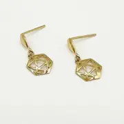 گوشواره طلا 18 عیار زنانه مدل شش ضلعی کد 106