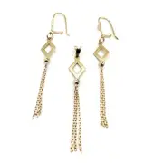 ست طلا 18 عیار زنانه مدل لوزی ریش ریش