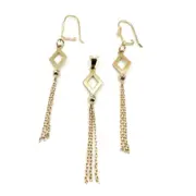 ست طلا 18 عیار زنانه مدل لوزی ریش ریش - Image 2