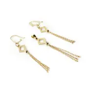 ست طلا 18 عیار زنانه مدل لوزی ریش ریش - Image 3