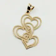 پلاک آویز طلا 18 عیار سوزیانا مدل سه قلب