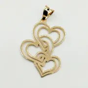 پلاک آویز طلا 18 عیار سوزیانا مدل سه قلب - Image 2