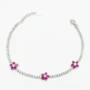 دستبند نقره 925 عیار مدل سه گل H