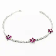 دستبند نقره 925 عیار مدل سه گل H - Image 2