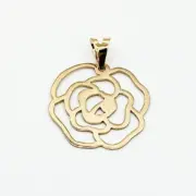 پلاک آویز طلا 18 عیار سوزیانا مدل گل دی جی