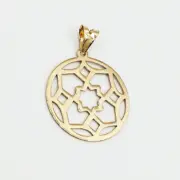 پلاک آویز طلا 18 عیار سوزیانا مدل دایره و ستاره مینی