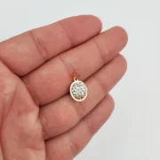 آویز گردنبند طلا 18 عیار سوزیانا مدل دایره سفید نگین دار کد1 - Image 3