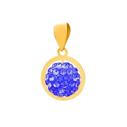 آویز گردنبند طلا 18 عیار سوزیانا مدل دایره سرمه ای نگین دار کد 3