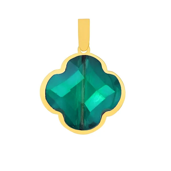 vancleef33 آویز گردنبند طلا 18 عیار سوزیانا مدل ونکلیف سبز - Image 1