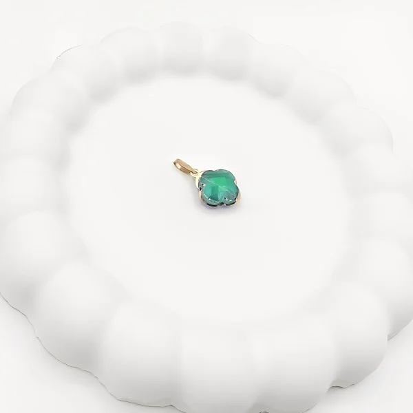 آویز گردنبند طلا 18 عیار سوزیانا مدل ونکلیف سبز - Image 3