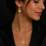 ست طلا 18 عیار زنانه سوزیانا مدل ونکلیف تراش کد 1 - Image 2